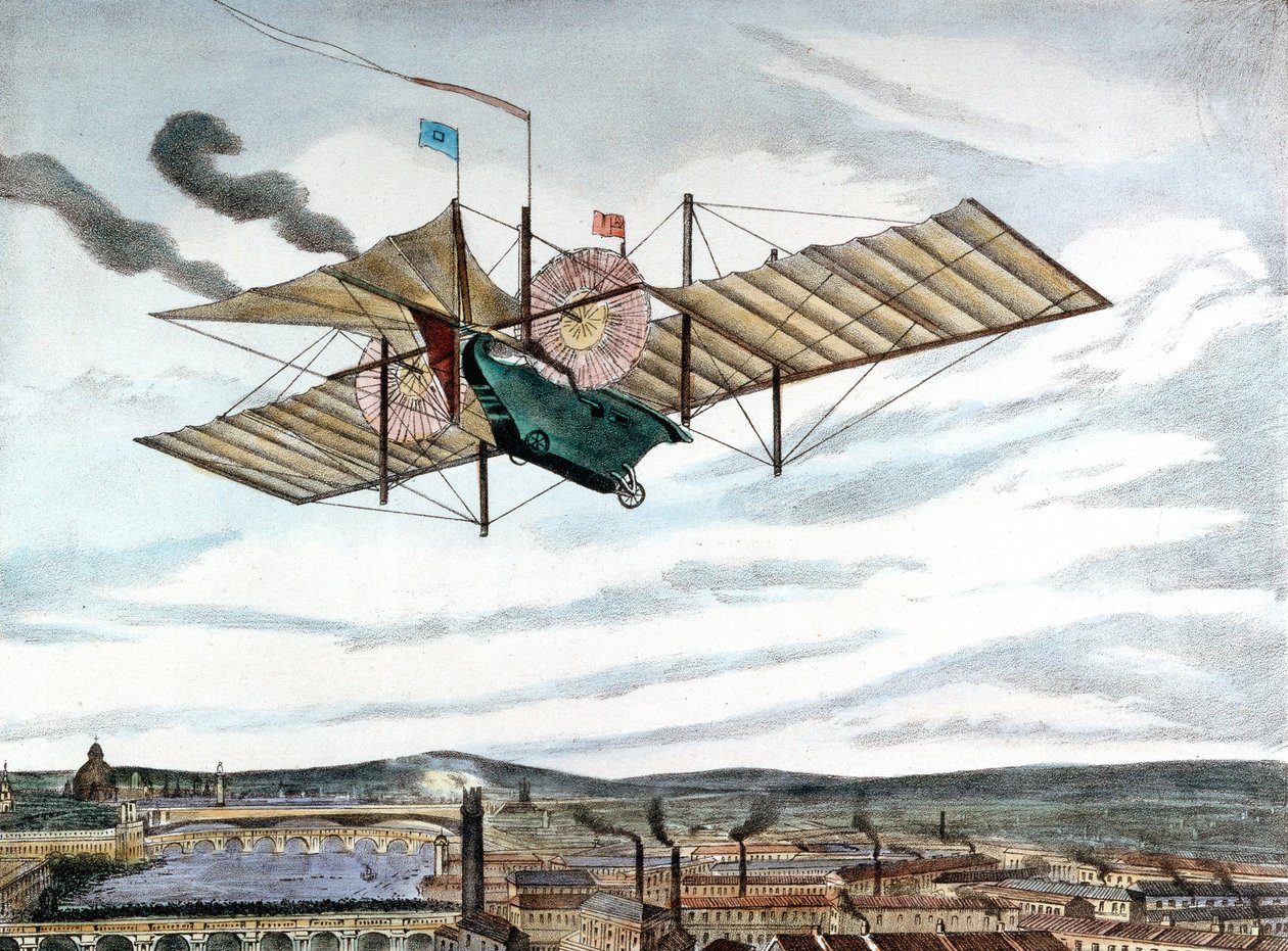 Henson and Stringfellows 1843 design för ångdriven flygmaskin, 1843 av Unbekannt