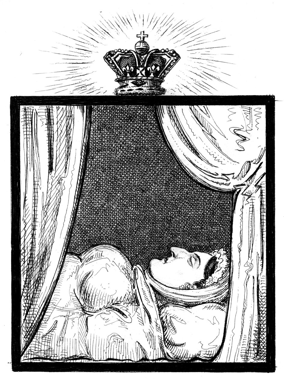 Hennes Majestät Drottning Caroline när hon dök upp några timmar efter sin bortgång, c1821 av Unbekannt