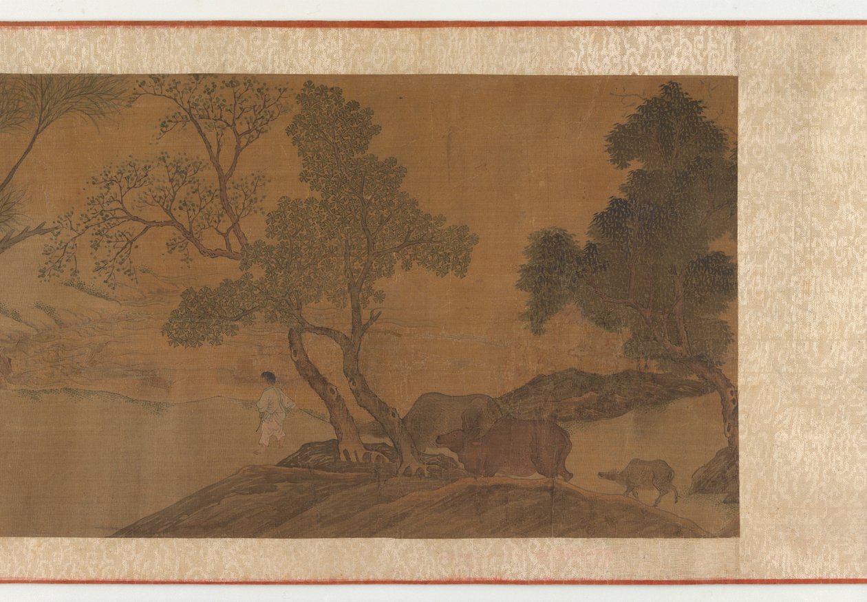 Herdboys och vattenbufflar korsar en bäck, 1500-1600-talet. av Unbekannt