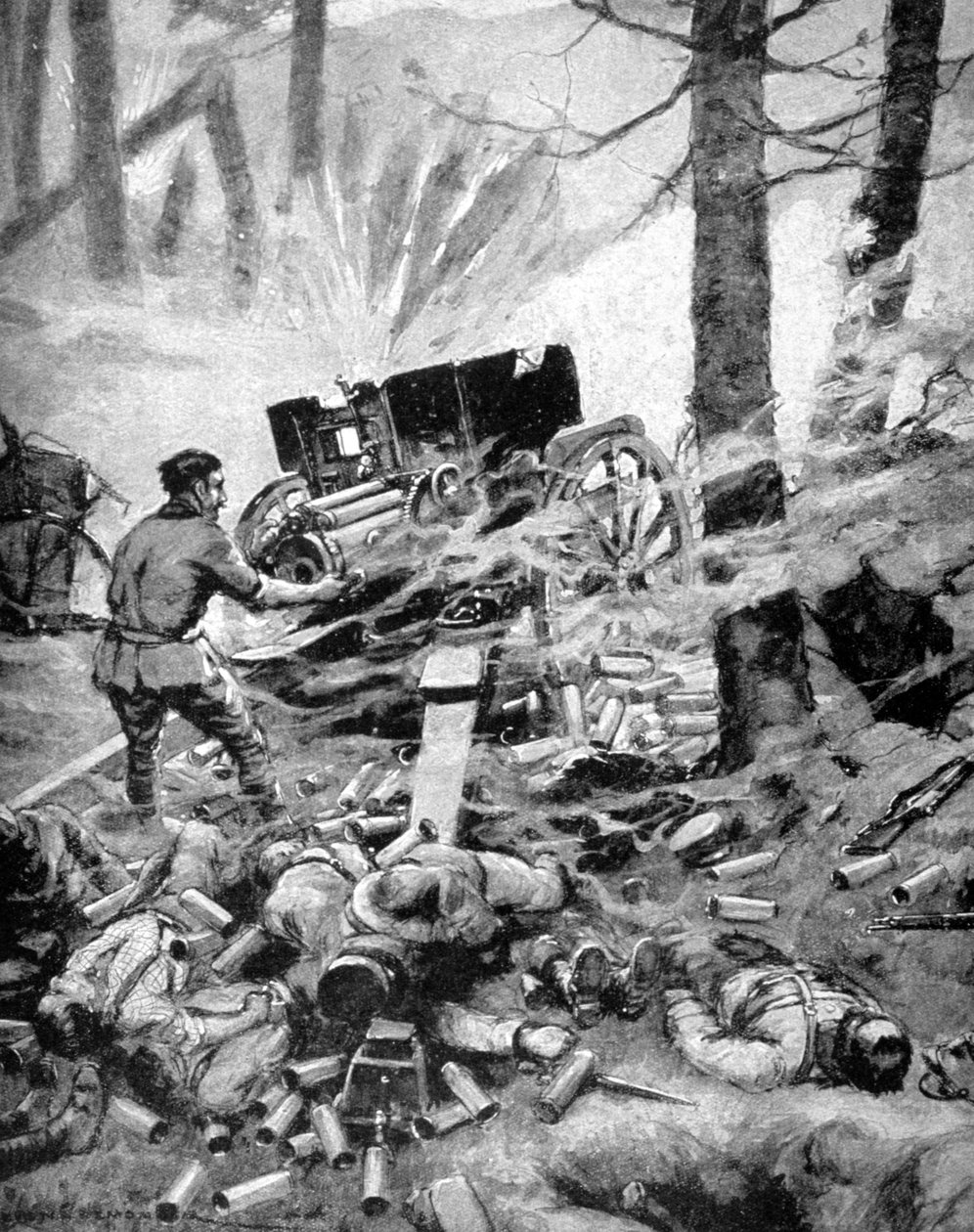 Heroism av ett italienskt 75 mm-batteri, första världskriget, 1915 av Unbekannt