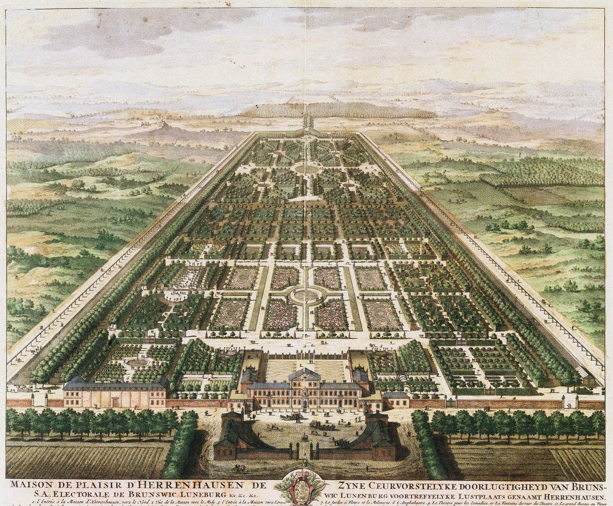 Herrenhausen: Slott och trädgårdar, ca. 1745 av Unbekannt