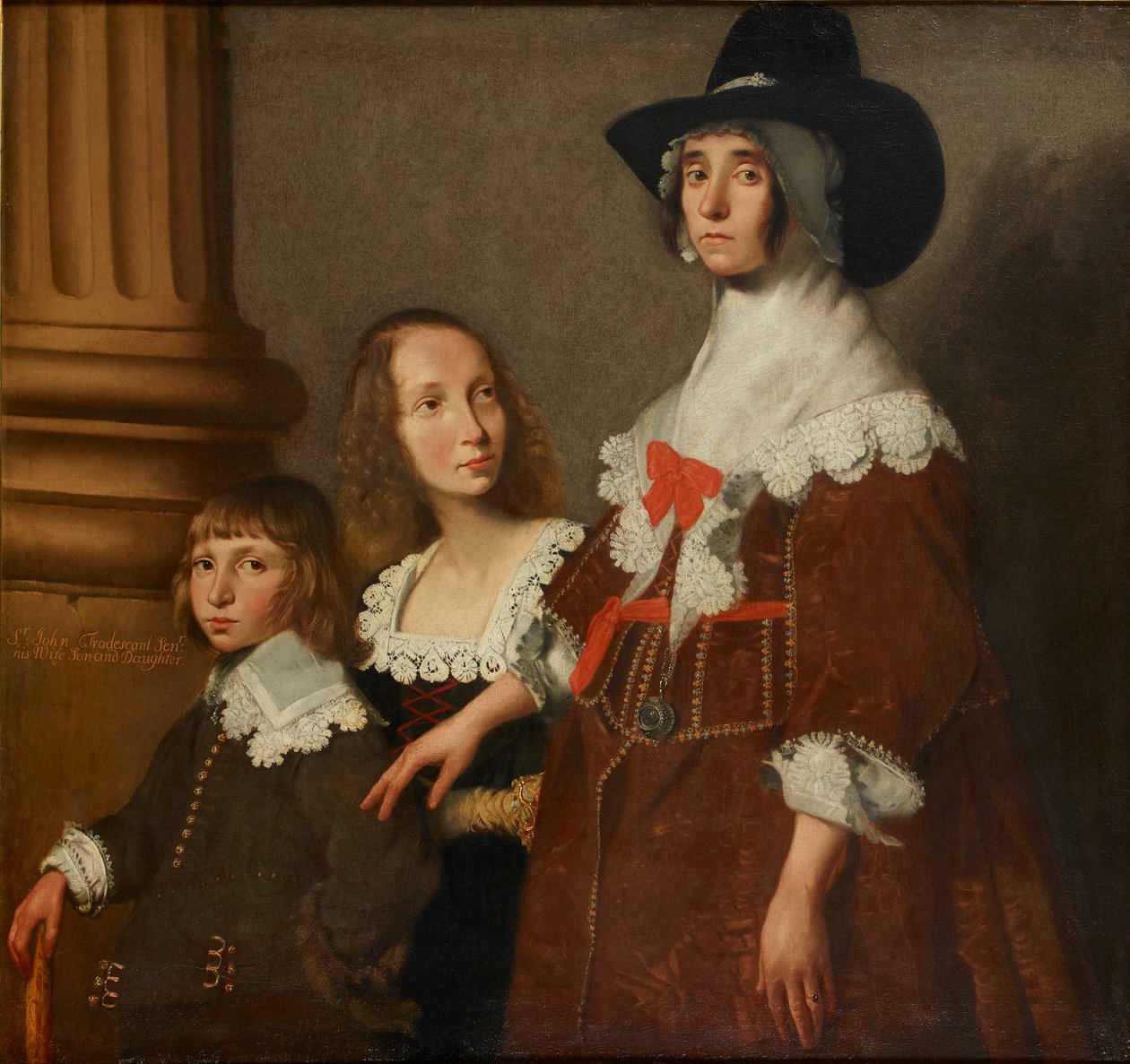 Hester Tradescant och hennes styvbarn, John och Frances, c1644 av Unbekannt