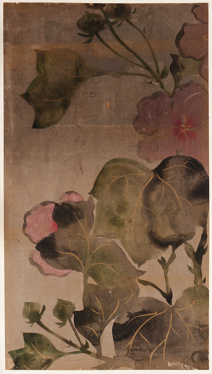 Hibiskusblommor och blad, Edo-perioden, 1615-1868. av Unbekannt