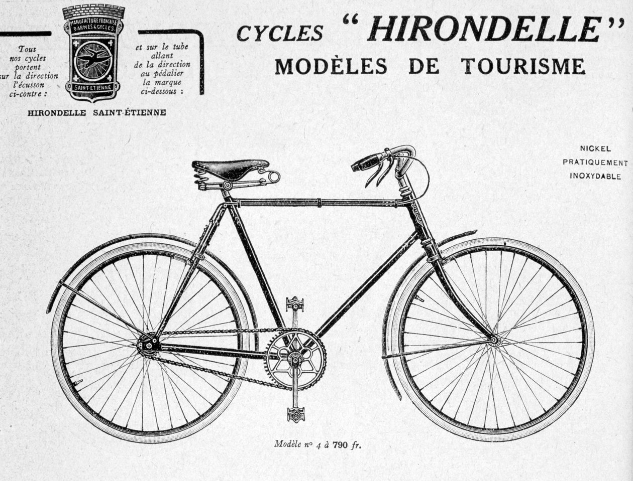 Hirondelle Saint Etienne Bicycle Tourism Annons, 1900-talet av Unbekannt