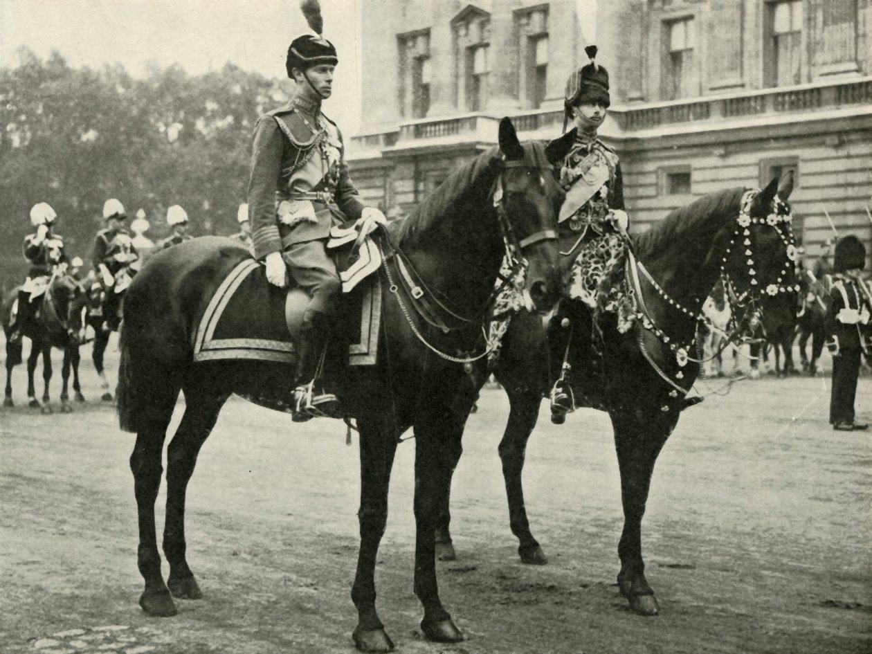 Hans Majestät med hertigen av Gloucester, vid Trooping the Colour, 1928, 1937. av Unbekannt