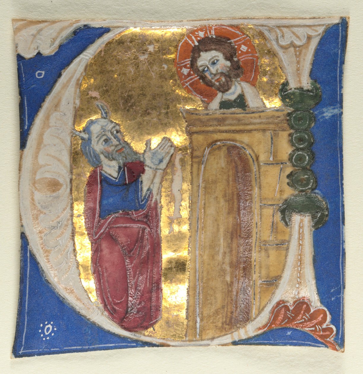 Historikerad initial U Utskuren ur en bibel, 1200-talet. av Unbekannt