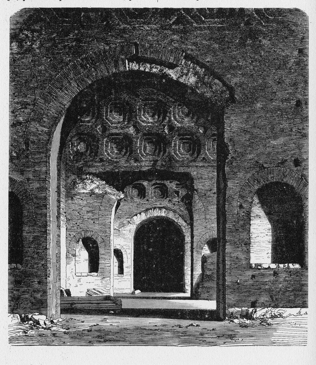 Det antika Roms historia. Aula Palatina är en romersk palatsbasilika som byggdes av kejsaren Konstantin (306–337 e.Kr.) i början av 300-talet. av Unbekannt