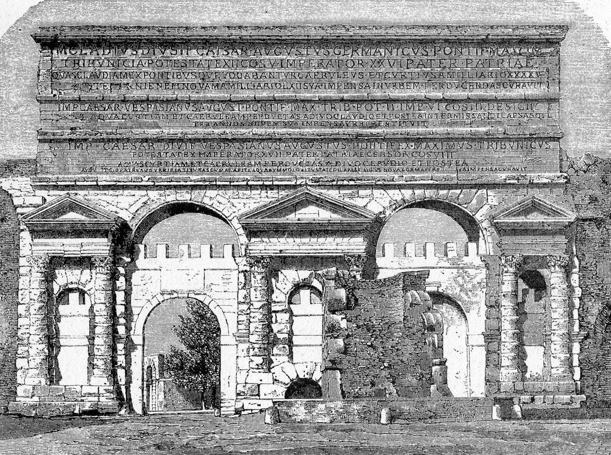 Det antika Roms historia. Rom gravyrer av 1872 Porta Maggiore, eller Porta Nevia av Unbekannt