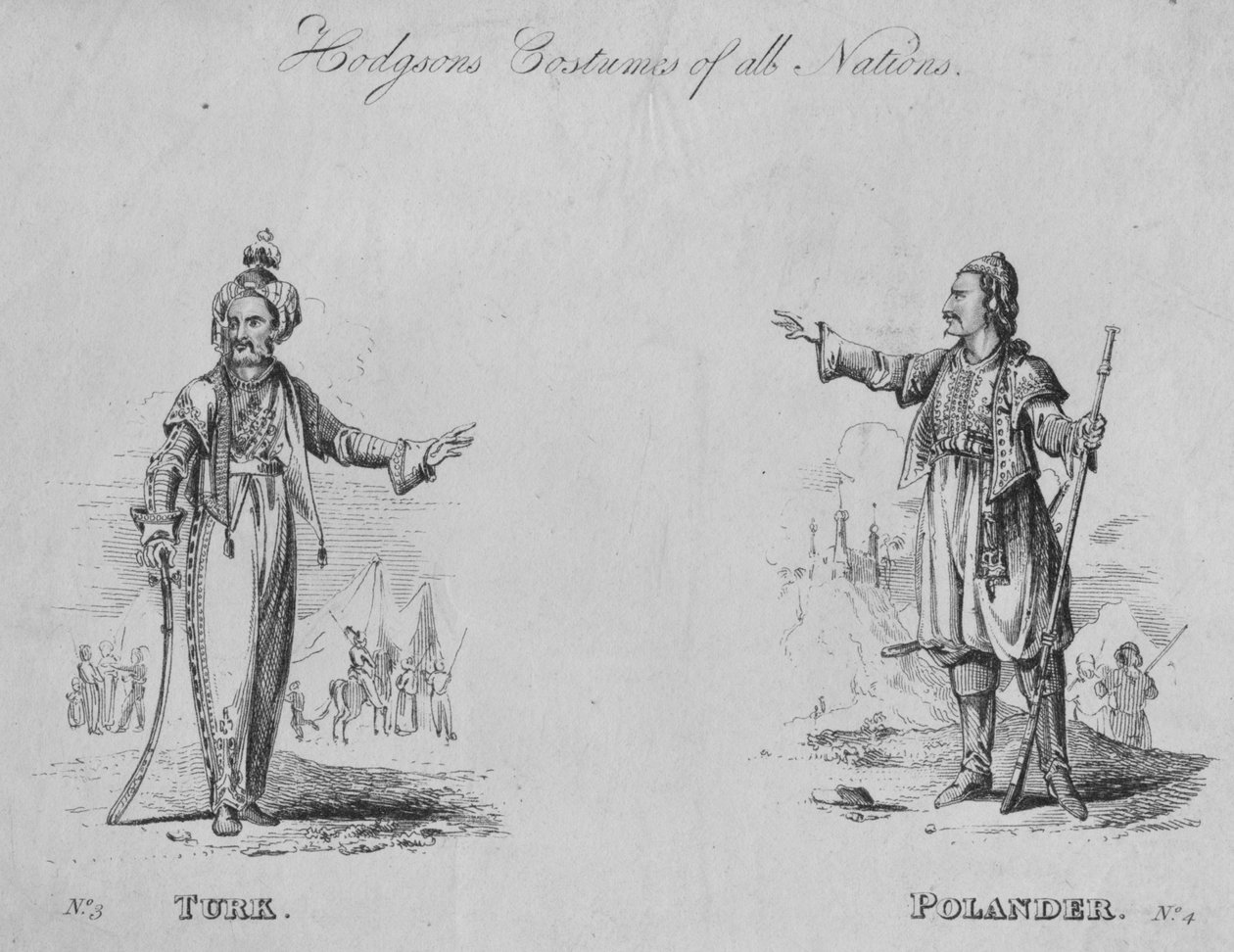Hodgsons kostymer för alla nationer: nr 3 - Turk, nr 4 - Polen, c1822. av Unbekannt