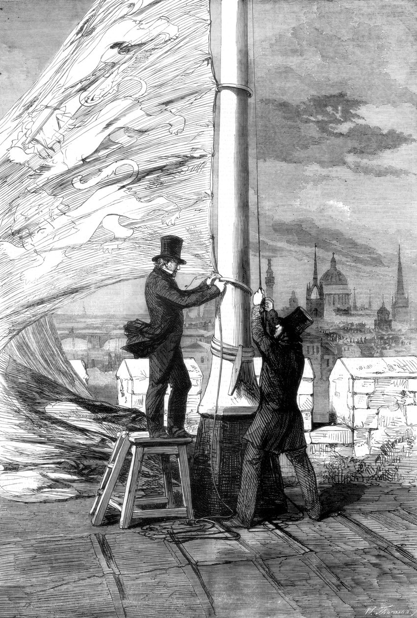 Att hissa Royal Standard vid Tower of London, 1856 av Unbekannt