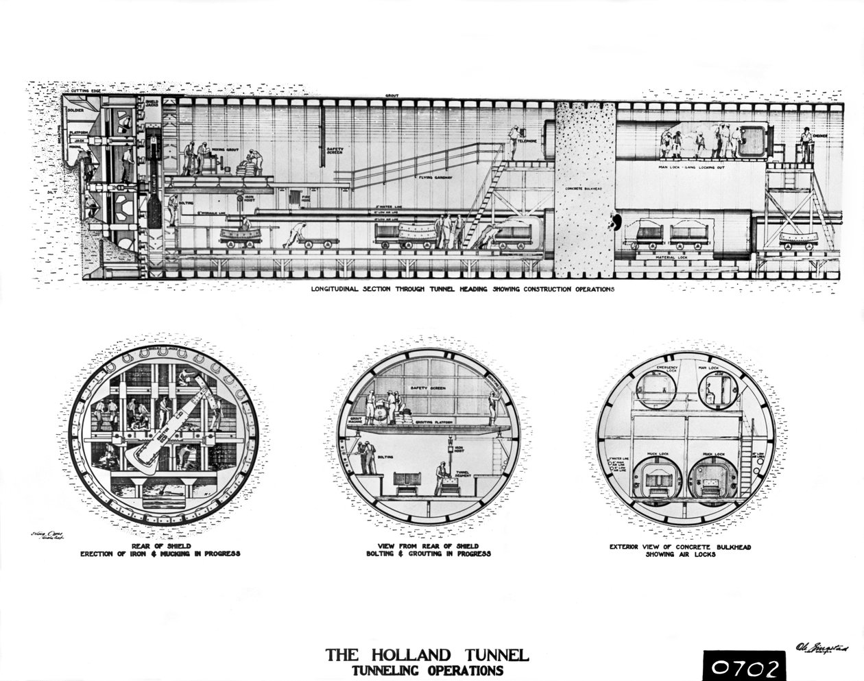 Holland Tunnel Construction (s/v foto) av Unbekannt