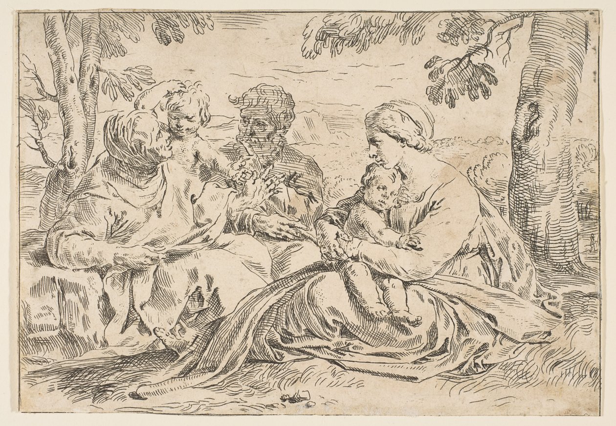 Helig familj med Sankta Elizabeth och Sankt Johannes Döparen, kopia omvänt a..., ca.1639 eller senare. av Unbekannt