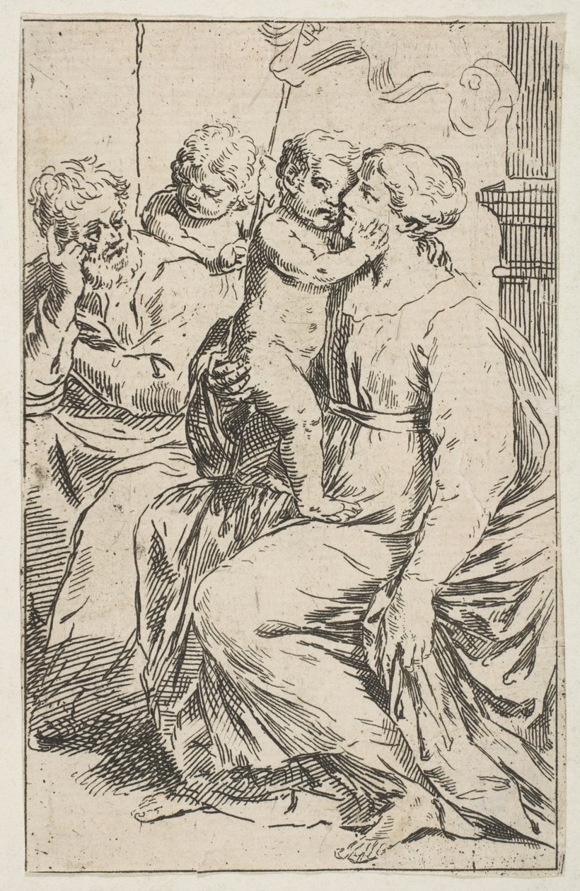 Heliga familjen med Johannes Döparen, kopia på omvänd sida efter Cantarini, ca. 1640-1642 eller senare. av Unbekannt