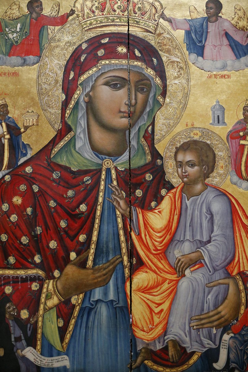 Heliga gravskyrkan, den grekisk-ortodoxa katolikonen, Jungfru Maria och barnikonen, Jerusalem, Israel av Unbekannt