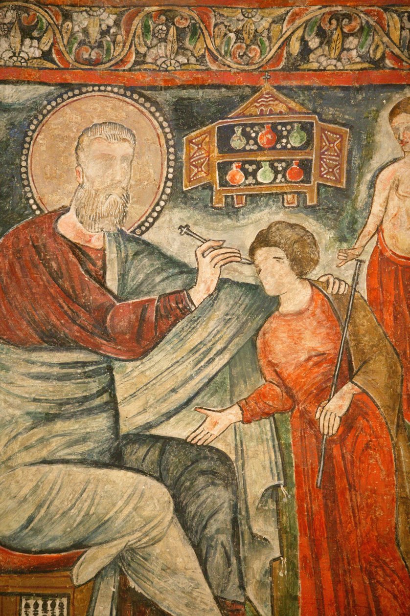 Holy Virgin och Saint John Kame koptiska kloster: Helande helgon som botar en blind flicka Egypten av Unbekannt