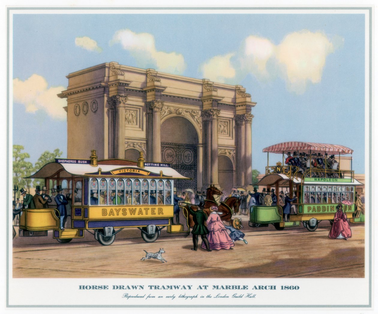 Hästdragen spårväg vid Marble Arch, 1860 av Unbekannt