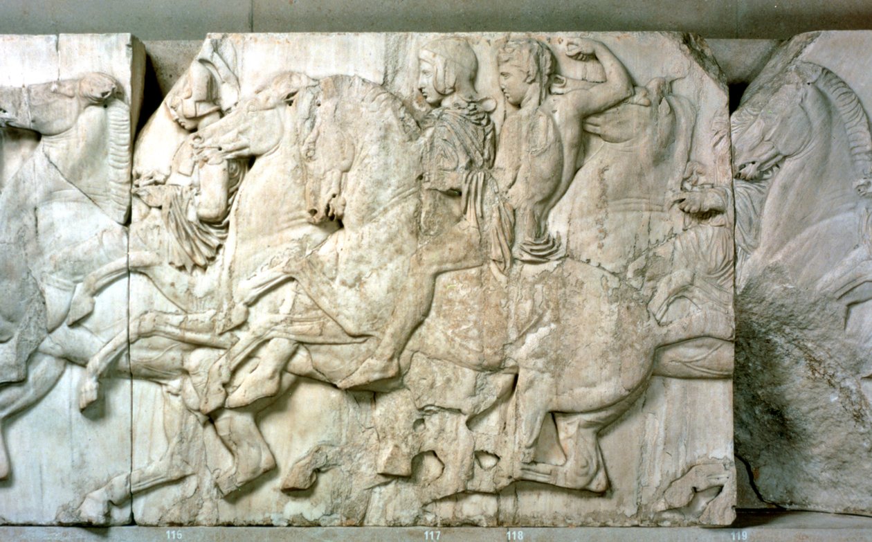 Ryttare från Parthenonfrisen, 438-432 f.Kr av Unbekannt