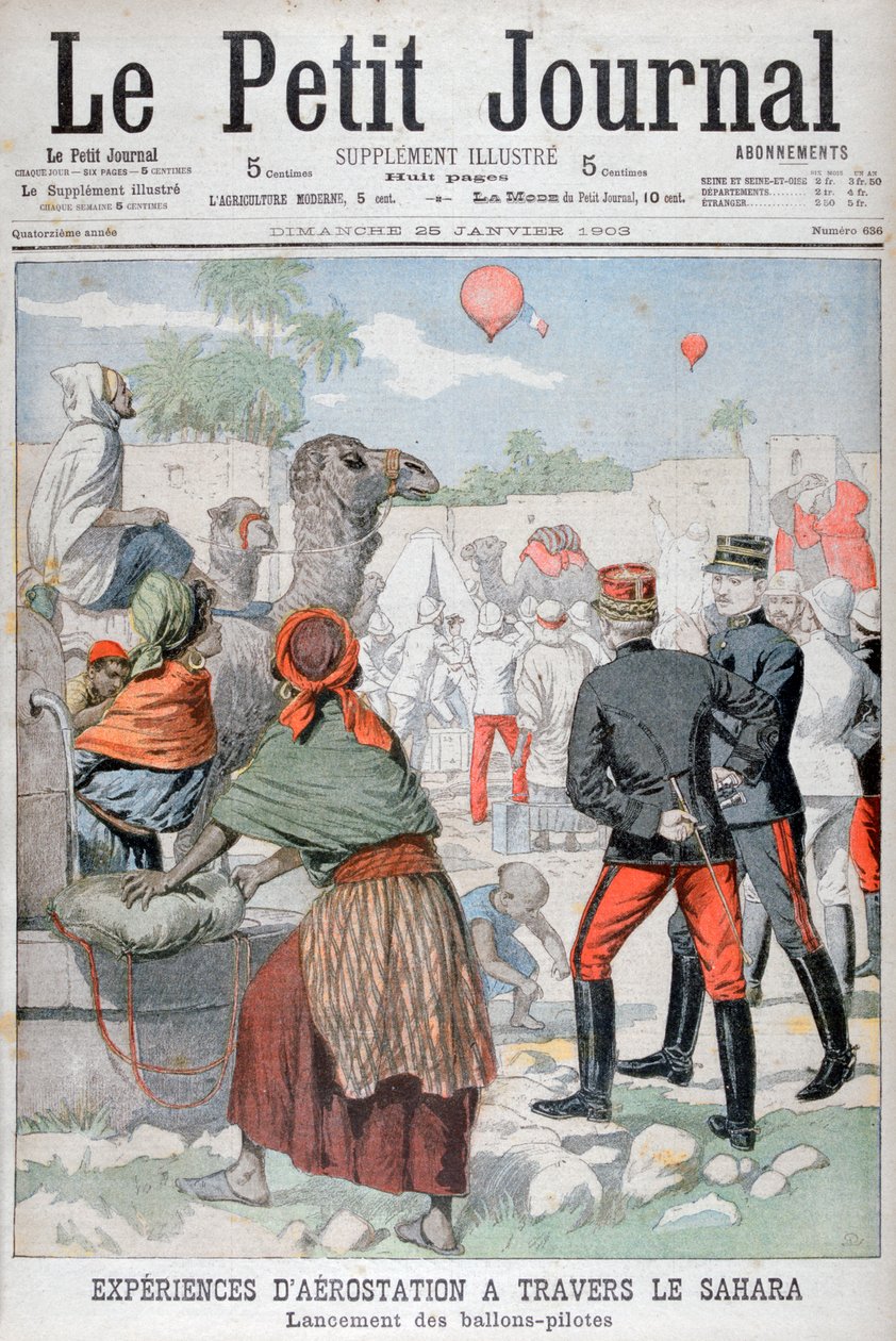 Luftballonger som korsar Saharaöknen, 1903 av Unbekannt
