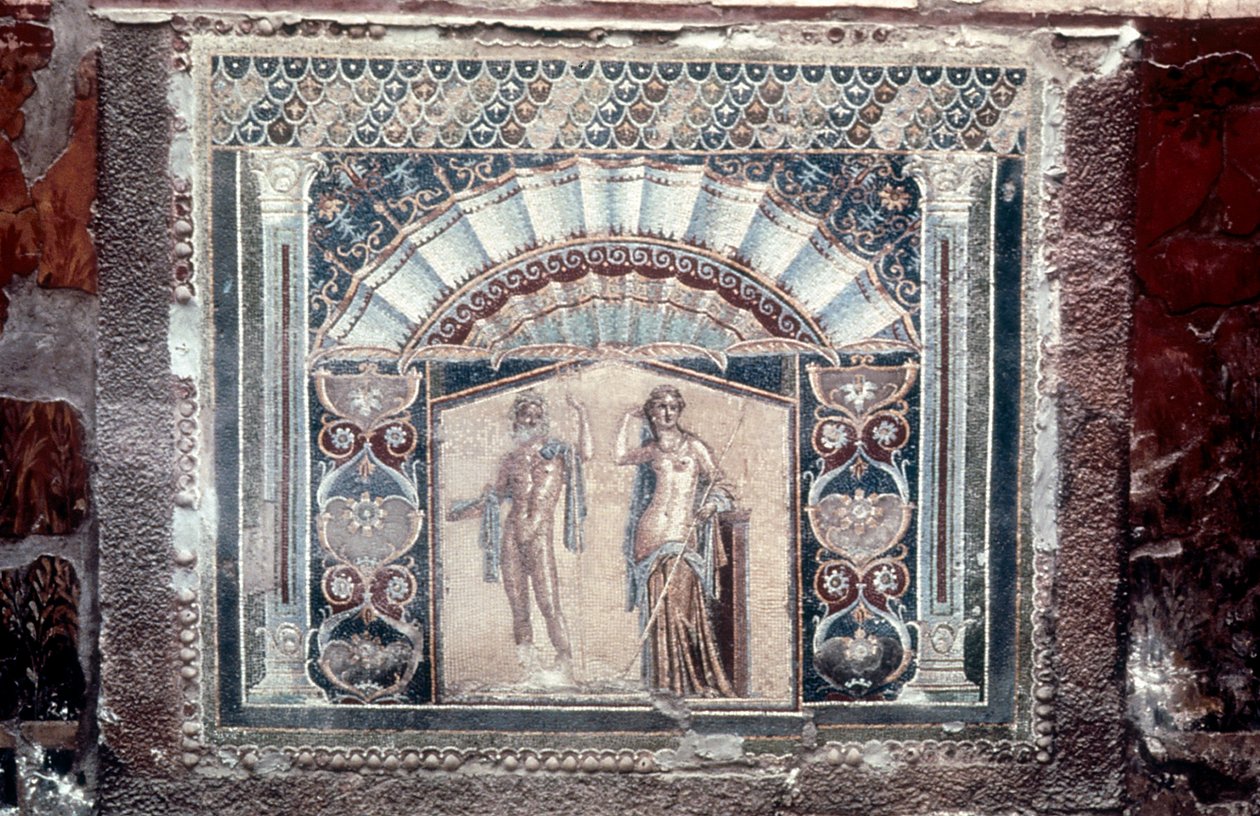 Neptunus hus och amfitritmosaik, romersk, Herculaneum, c69 av Unbekannt