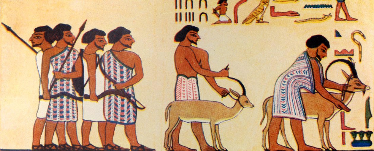 Hur en forntida egyptier målade israeliternas ankomst till Egypten, c1930. av Unbekannt