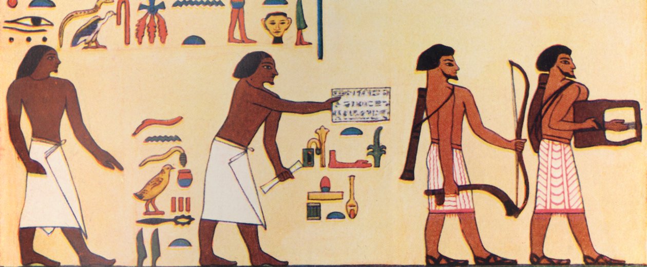 Hur en forntida egyptier målade israeliternas ankomst till Egypten, c1930. av Unbekannt