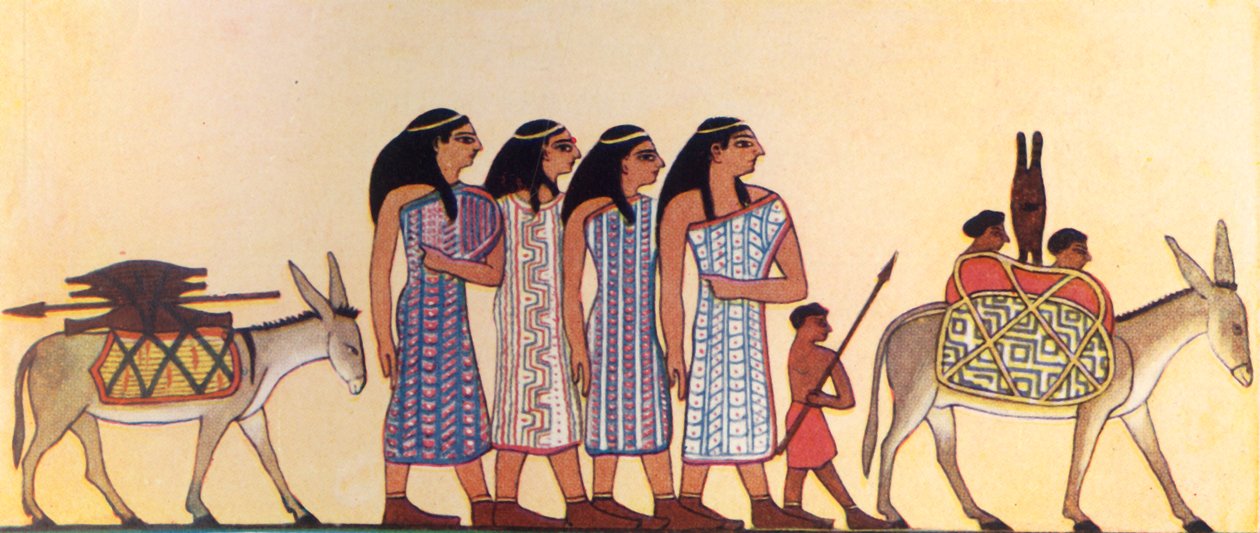 Hur en forntida egyptier målade israeliternas ankomst till Egypten, c1930. av Unbekannt
