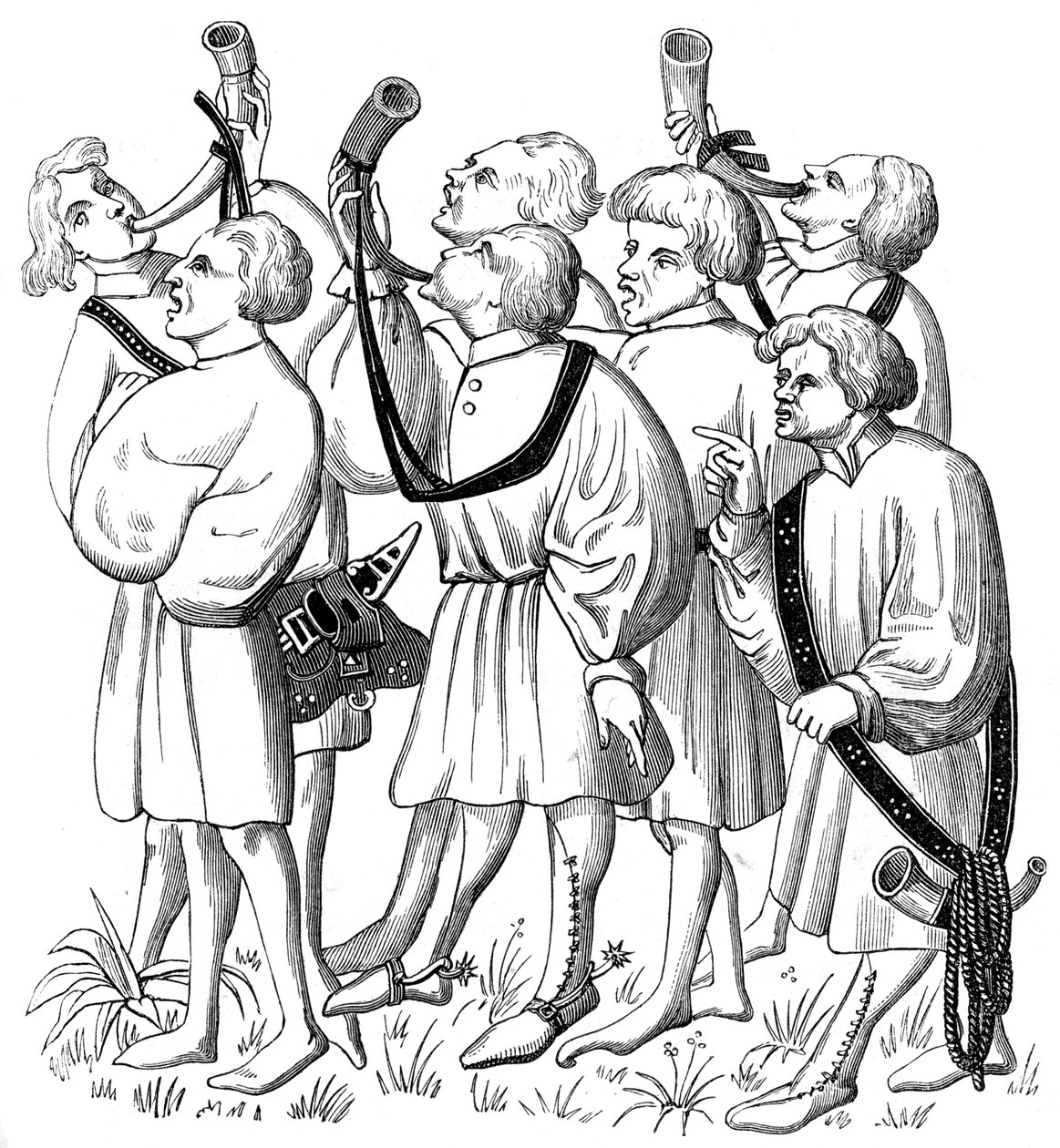 Hur man skriker och blåser i horn, 1400-talet 1849 av Unbekannt