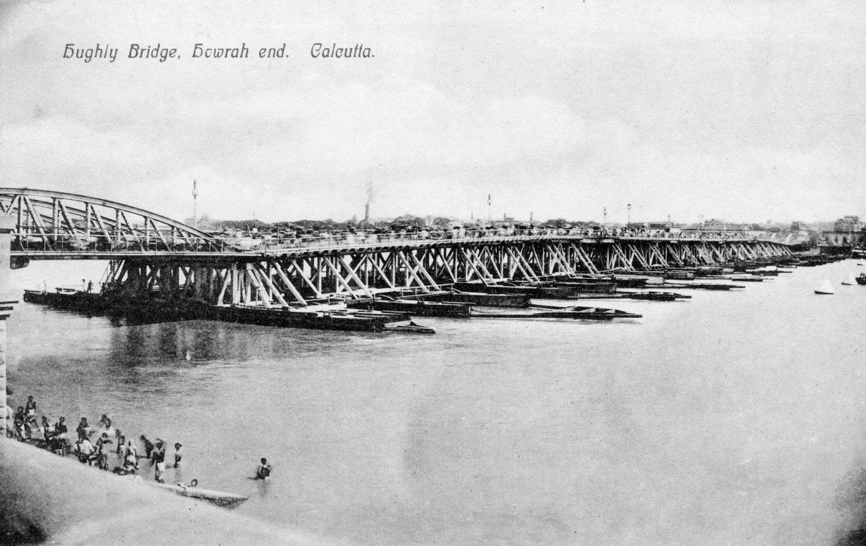 Howrah-bron över Hooghlyfloden, Calcutta, Indien, tidigt 1900-tal av Unbekannt