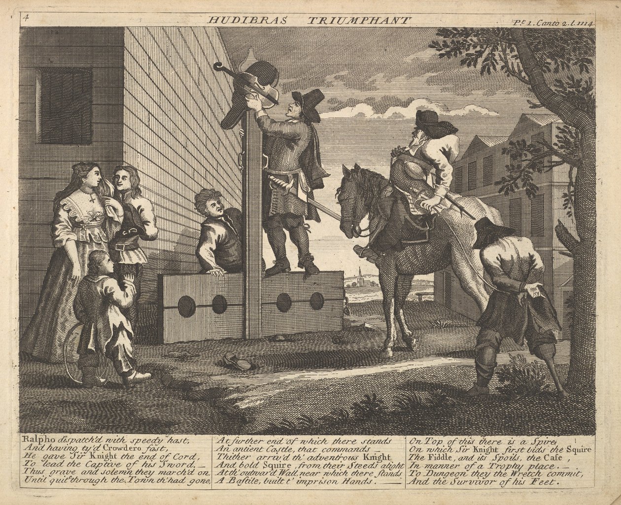 Hudibras Triumphant Plate 4: Illustrationer till Samuel Butlers Hudibras, 1725-30. av Unbekannt