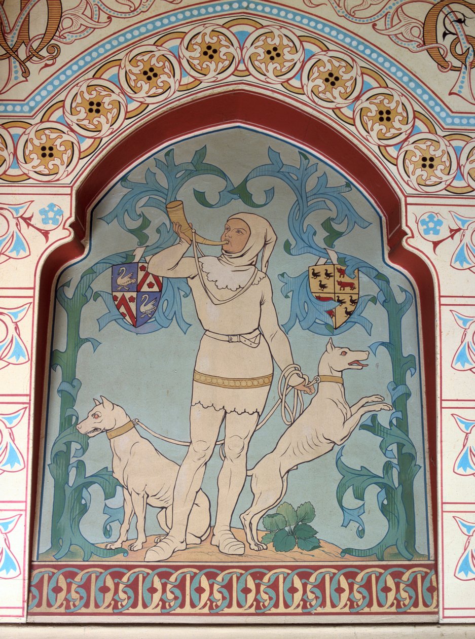 Jägare och hundar design i det gröna rummet, 1868 av Unbekannt