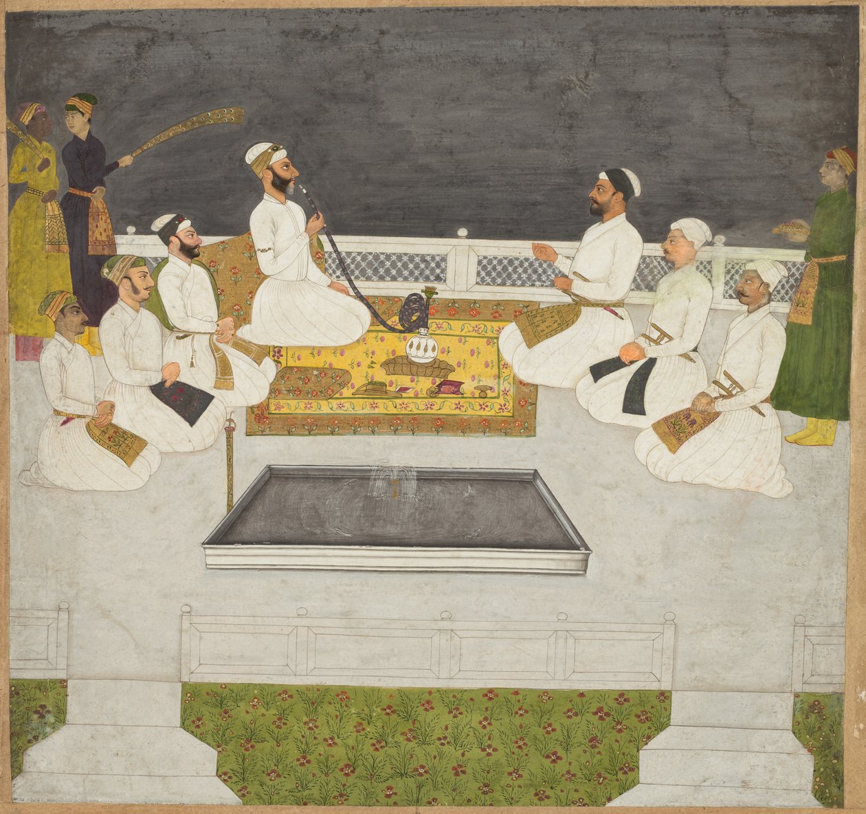 Husain Ali Khan underhåller sina bröder Sayyid-bröderna, ca. 1712-19. av Unbekannt
