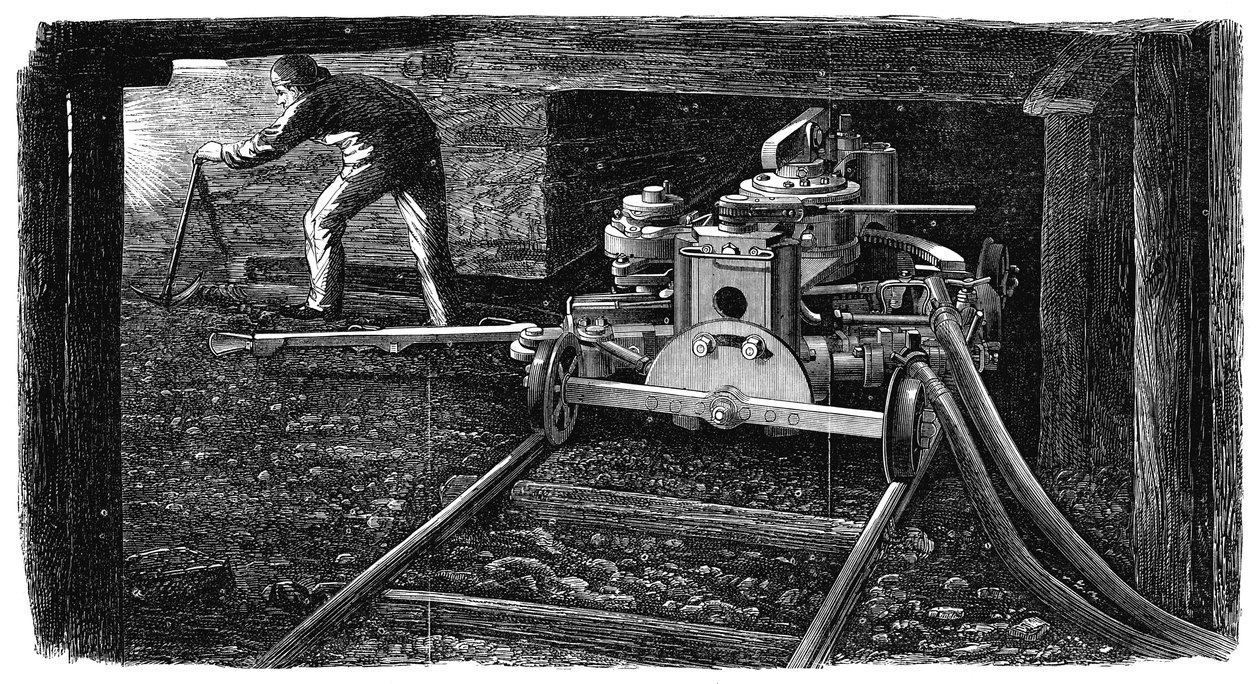 Hydraulisk kolskärmaskin, kallad The Iron Man, 1867 av Unbekannt