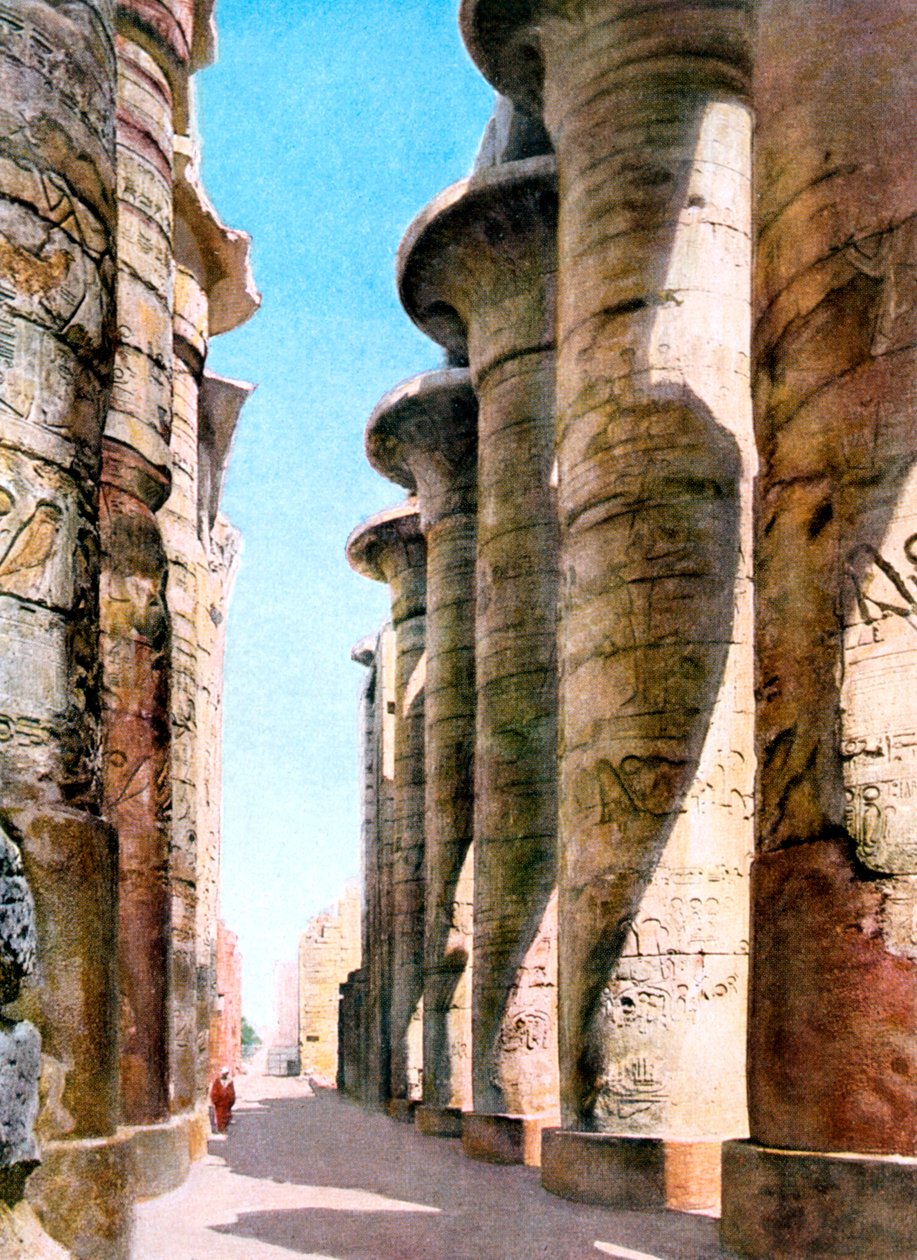 Hypostyle Hall, Temple Karnak, Luxor, Egypten, 1900-talet av Unbekannt