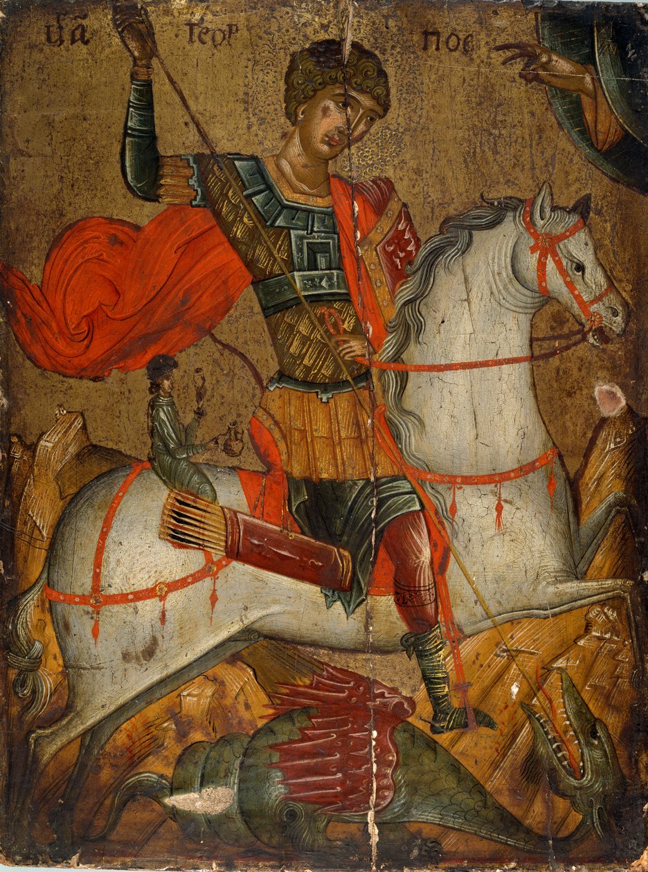 Ikon av St George som dödar draken, 1400-1500-talet av Unbekannt