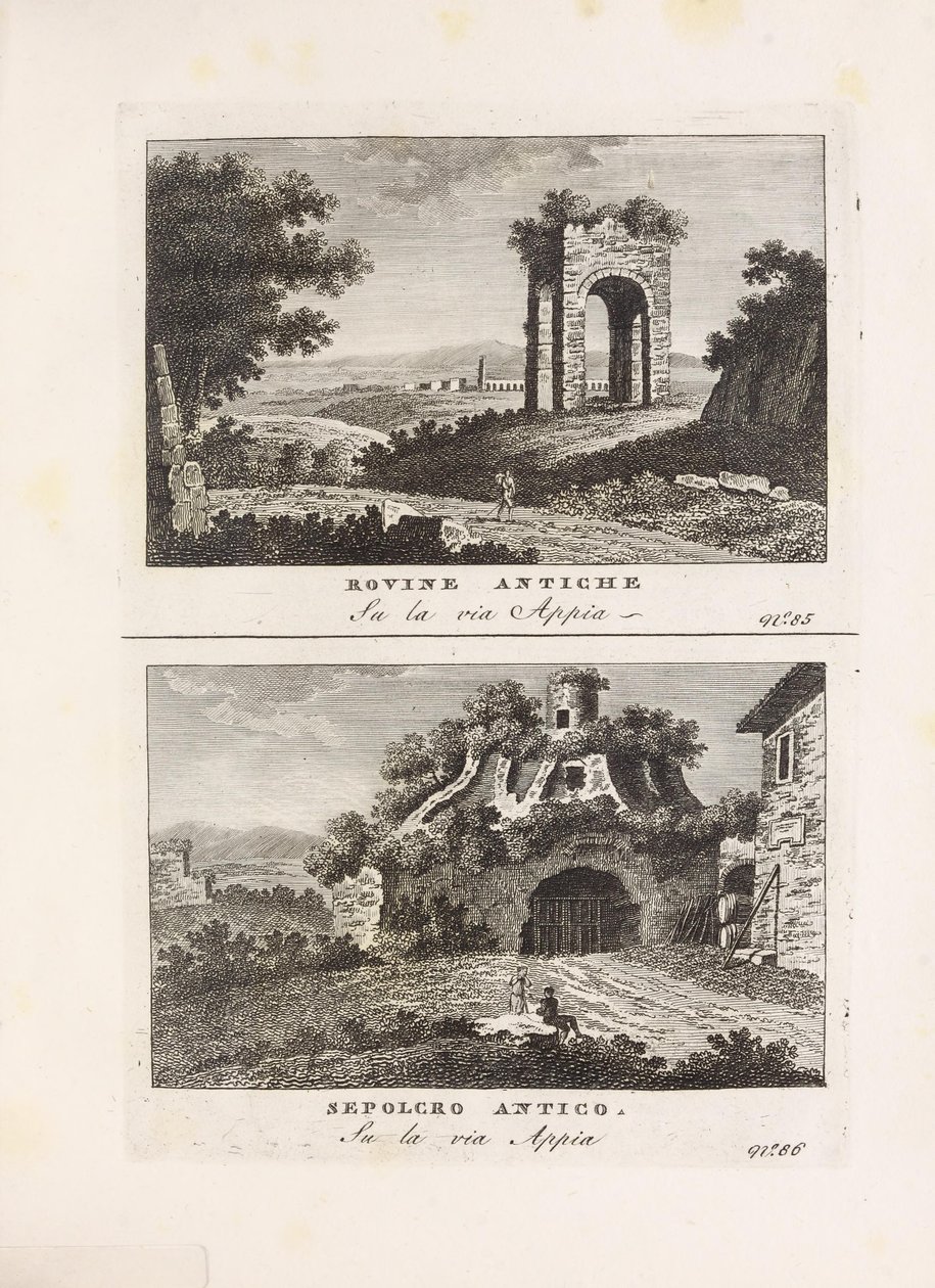 Illustration hentet fra boken Forntida och moderna åsikter det mest intressanta i staden Rom av ukjent författare och utgitt av Av Venanzio Monaldini, Stefano Piale in Piazza di Spagna (it, [ca. 1820]) av Unbekannt