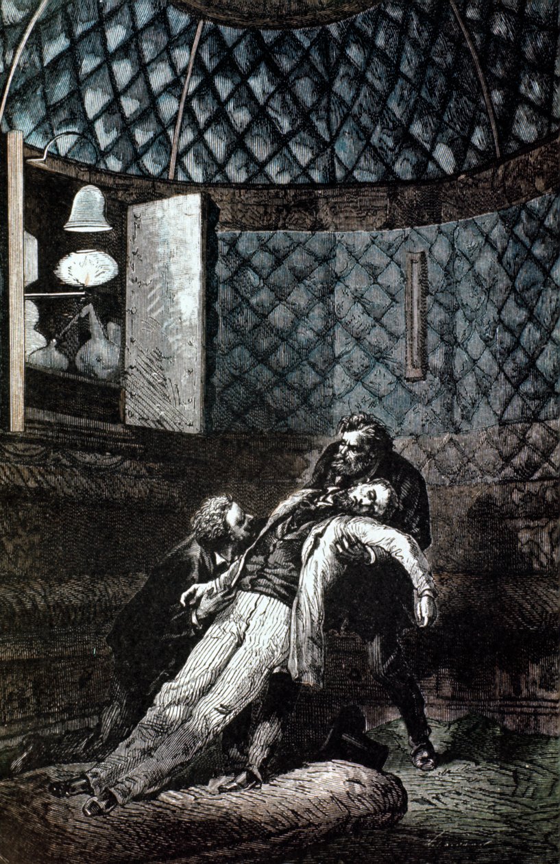 Illustration från Från jorden till månen av Jules Verne, 1865 av Unbekannt