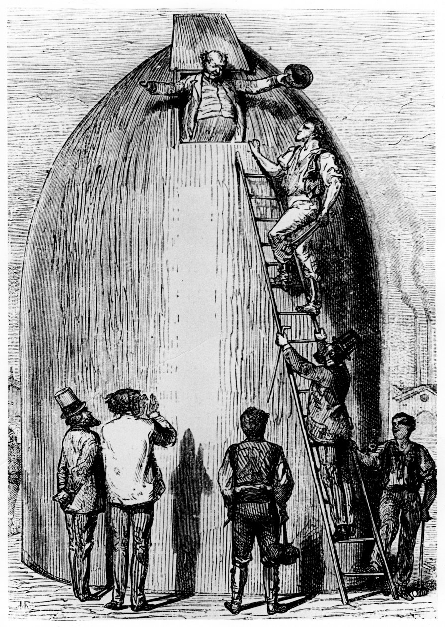Illustration från Från jorden till månen av Jules Verne, 1865 av Unbekannt