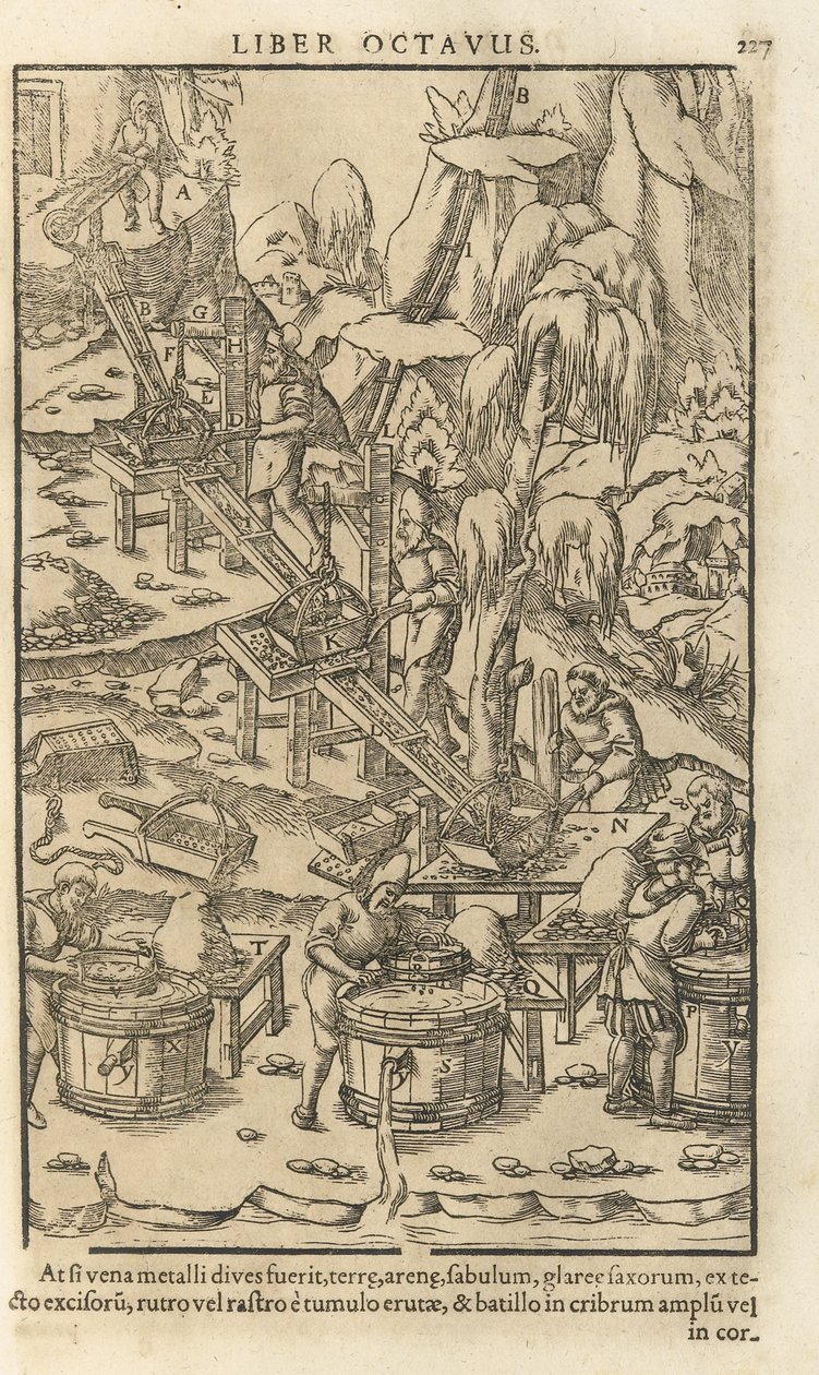 Illustration från De re metallica libri XII av Georgius Agricola, 1556 av Unbekannt