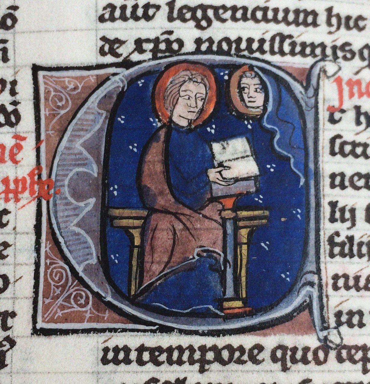 Jag läser Abelards och Heloises brev. Från Bibeln moralisée, 1200-talet av Unbekannt
