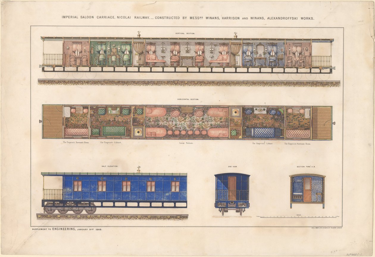 Kejserlig salongsvagn, Nikolajevskijjärnvägen, 1868 av Unbekannt