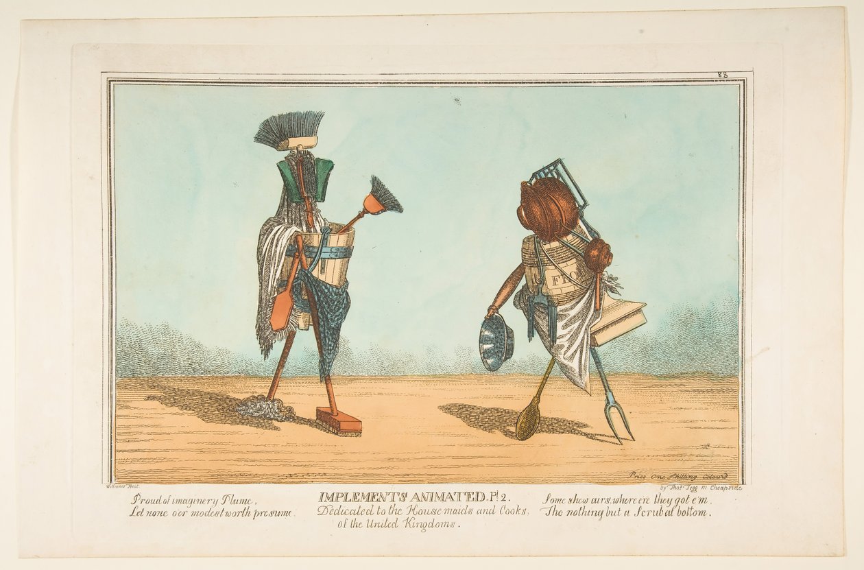 Implements Animated, Pl. 2, tillägnad husbiträden och kockarna i Storbritannien, ca. 1811. av Unbekannt