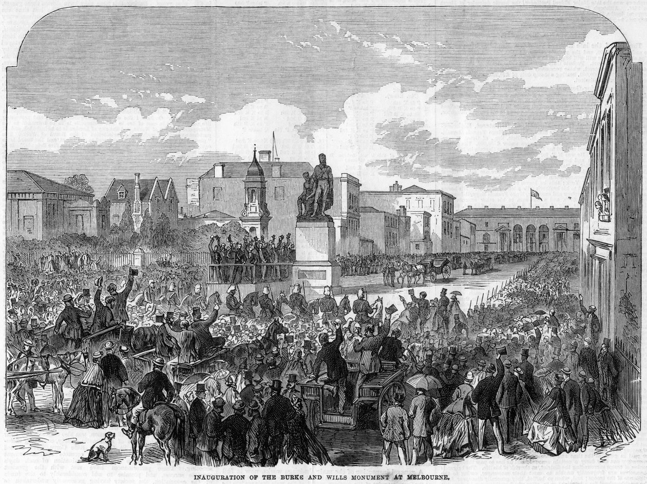 Invigning av Burke and Wills-monumentet i Melbourne, Australien, 1865 av Unbekannt