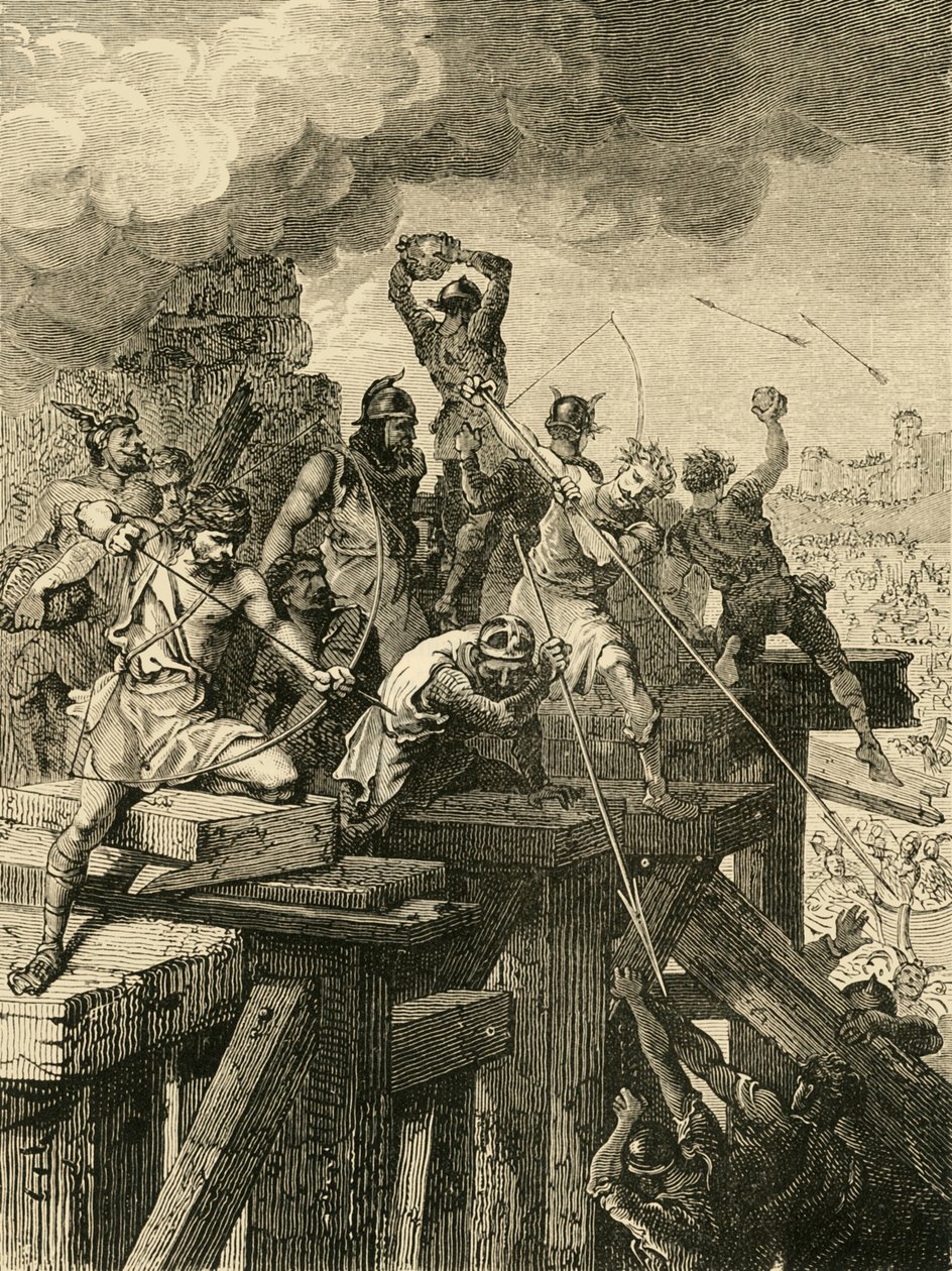 Incident in the Siege of Paris: Defending the Bridge and Tower, 845, 1890. av Unbekannt