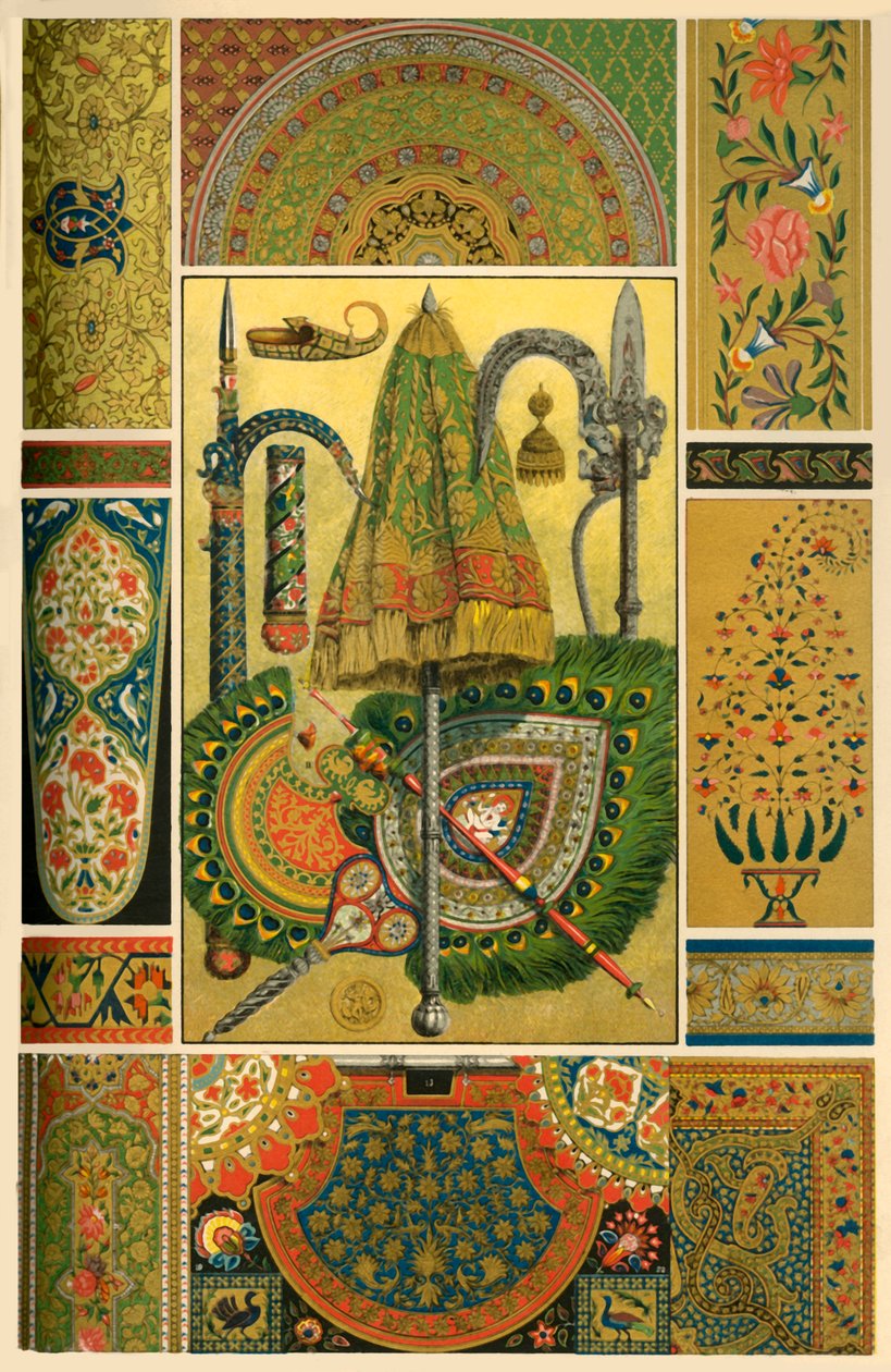 Indiskt metallarbete, broderi, vävning och målning, 1898. av Unbekannt