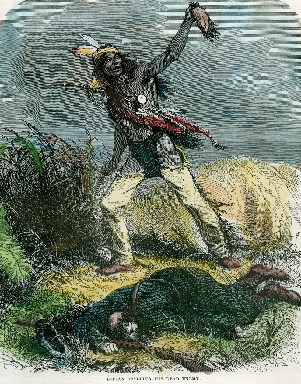 Indier skalperar sin döda fiende, 1800-talet av Unbekannt