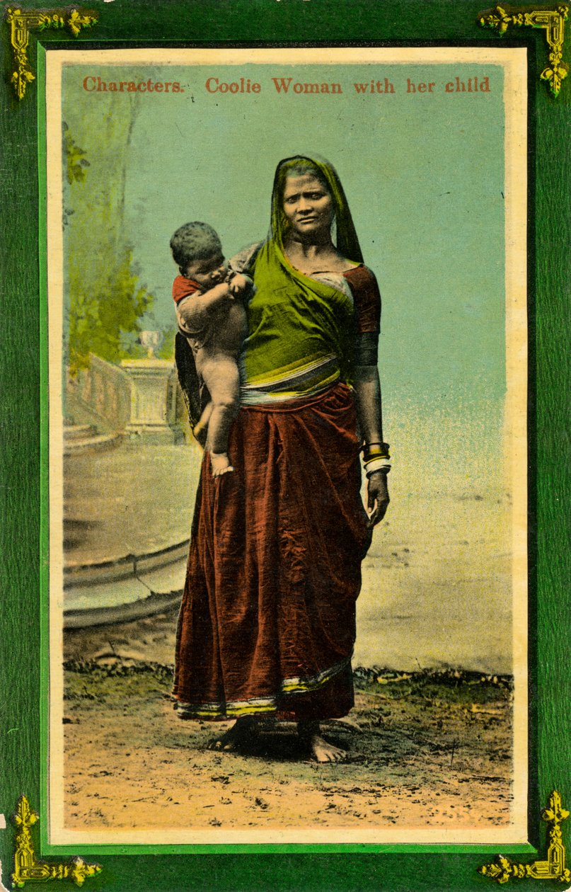 Indisk kvinna med sitt barn, Calcutta, Indien, sent 1800- eller tidigt 1900-tal av Unbekannt