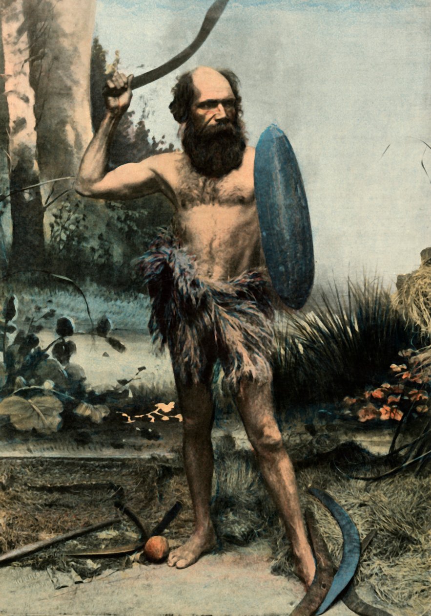 Ursprungsbefolkningens australiensiska armé Du Boomerang, aborigin beväpnad med en Boomerang, 1900. av Unbekannt