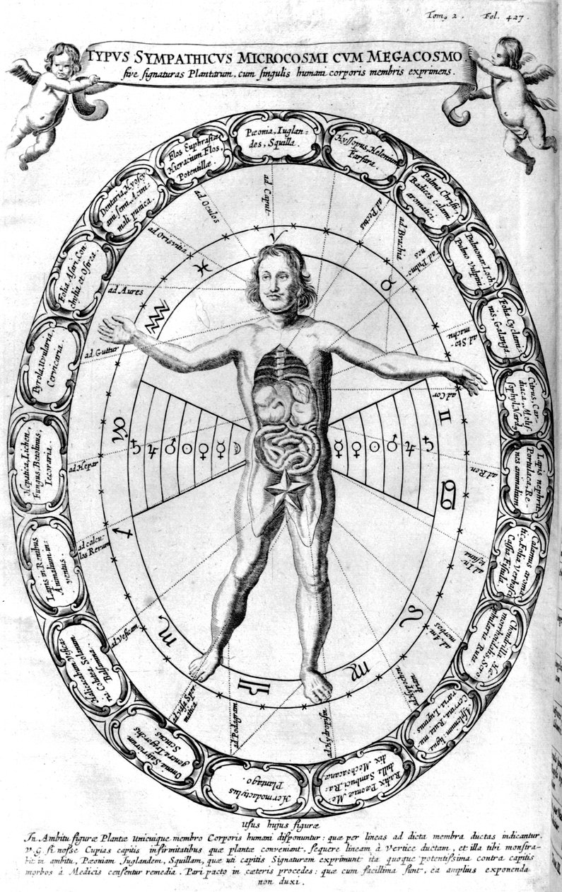 Universums inflytande, makrokosmos, på människan, mikrokosmos, 1678 av Unbekannt