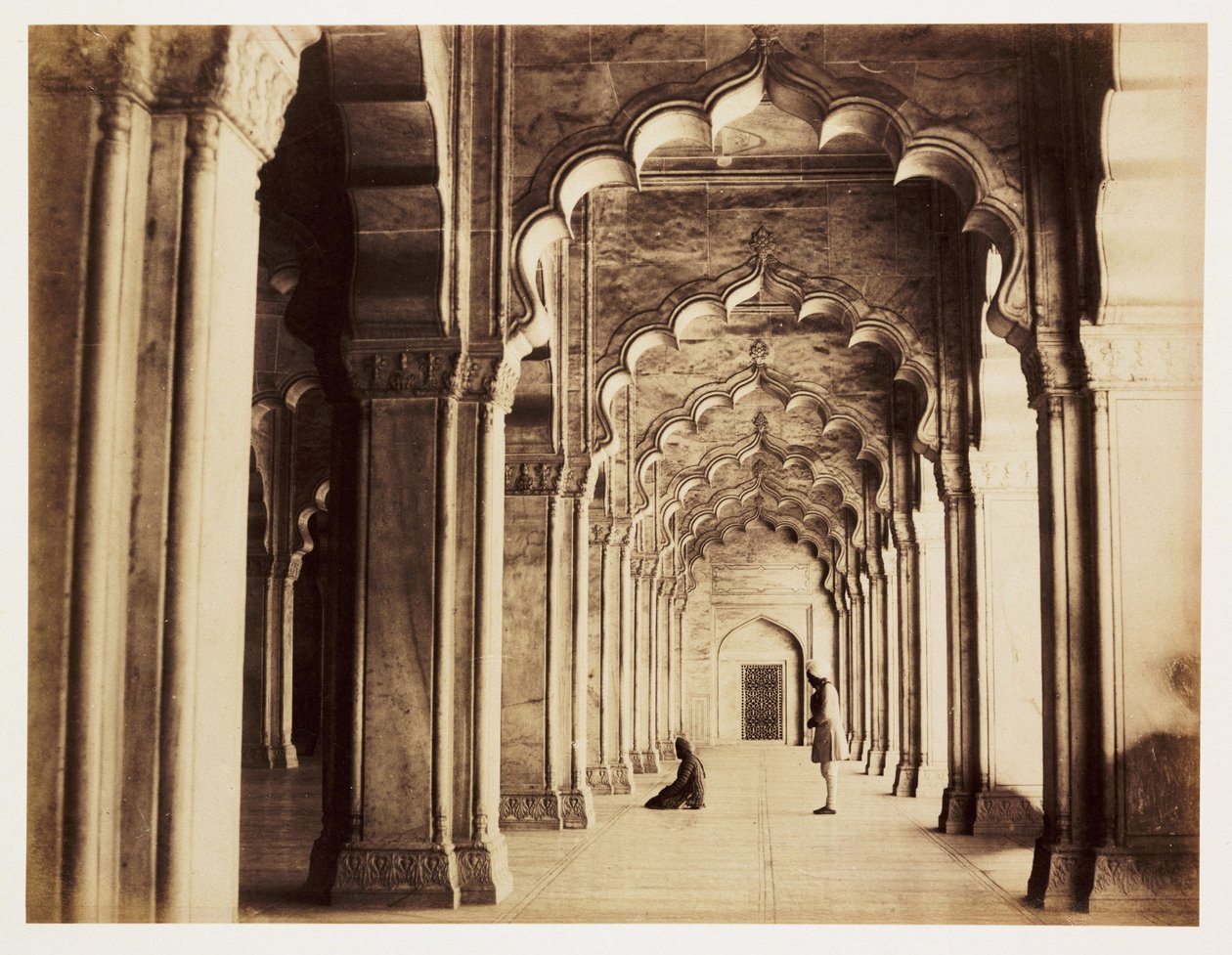 Interiör av Pearl Mosque i Agra (Indien), runt 1865, byggd i marmor mellan 1646-1653 av Unbekannt