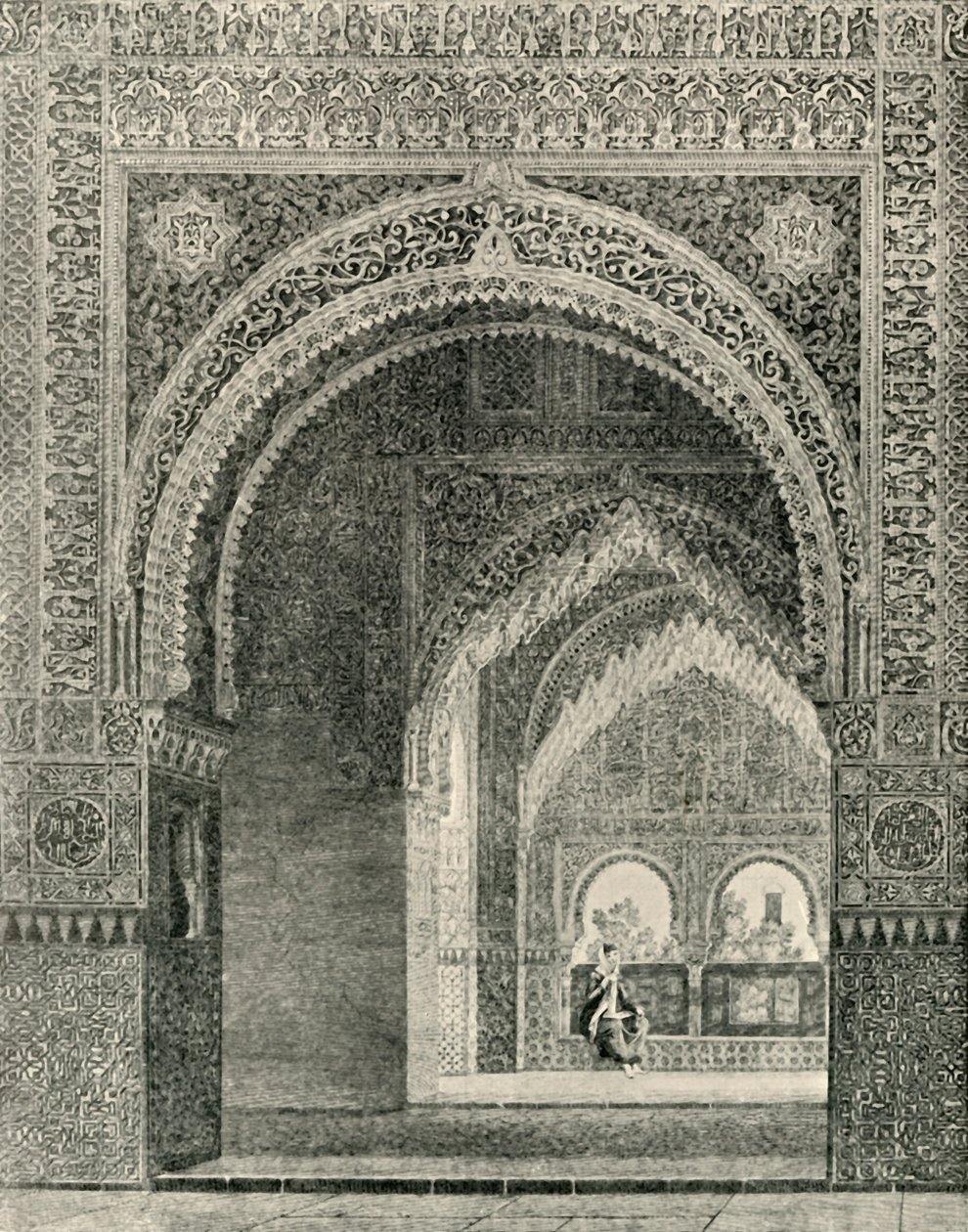 Interiörvy, tagen från Hall of the Two Sisters, 1800-talet, 1907. av Unbekannt